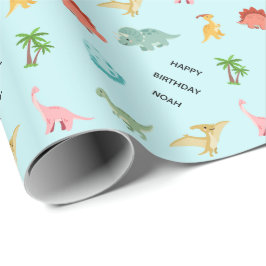 Personalisiertes Dinosaurier-Geburtstags-Geschenkp Geschenkpapier