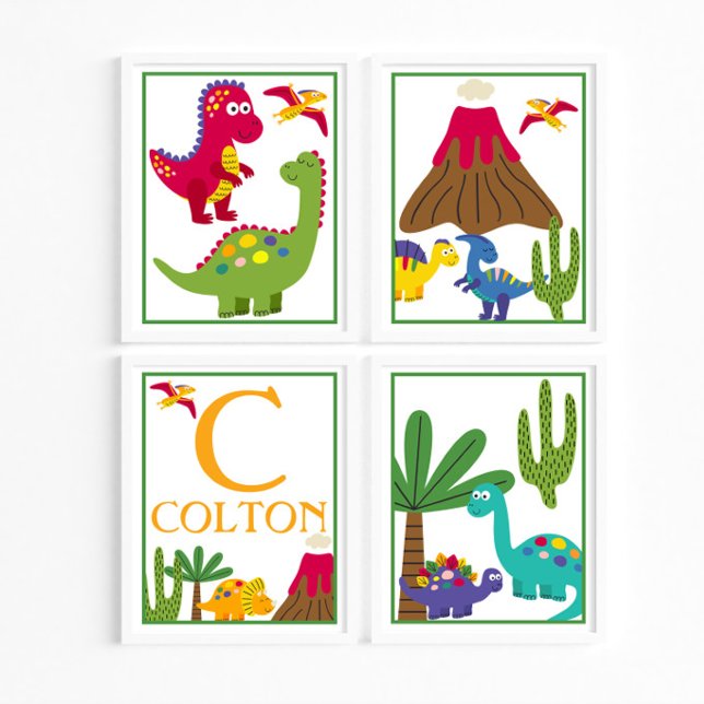 Personalisiertes Dinosaurier-Kinder-Kunststoffset Poster (Von Creator hochgeladen)