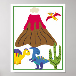 Personalisiertes Dinosaurier-Kinderkunst-Druckset Poster