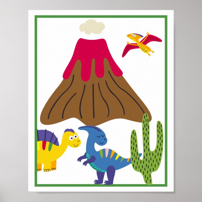 Personalisiertes Dinosaurier-Kinderkunst-Druckset Poster (Vorne)