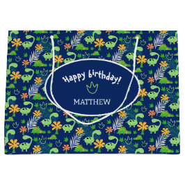 Personalisiertes Dinosaurier-Muster Große Geschenktüte