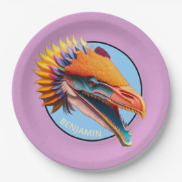 Personalisiertes Dinosaurier Party 9" Rundpapier T Pappteller