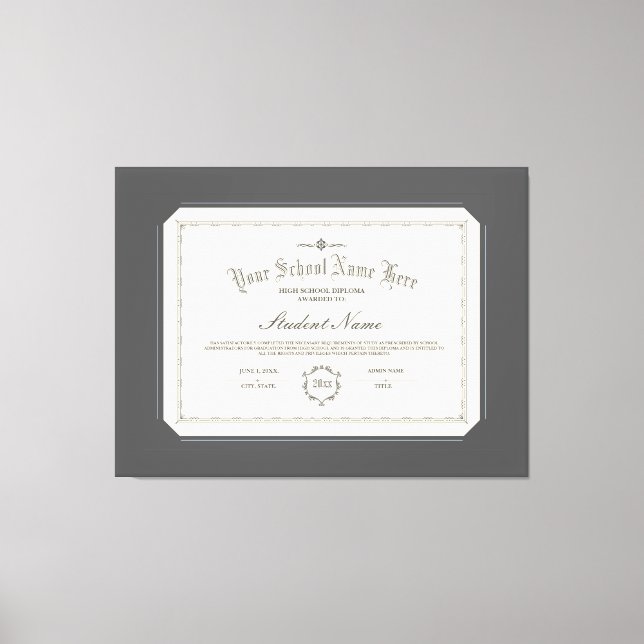 Personalisiertes Diplom Traditionelle Kohle Leinwanddruck (Vorderseite)