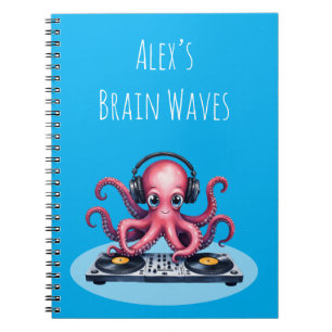 Personalisiertes DJ-Oktopus-Brain-Waves-Design Notizblock