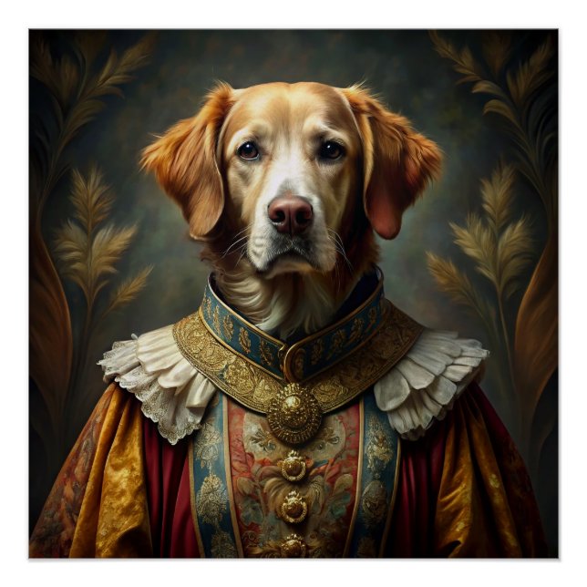 Personalisiertes Dog-Portrait: Ihr Hund als Ritter Poster (Vorderseite)