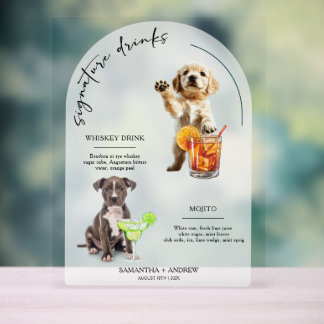 Personalisiertes Dog Wedding Bar Drink Menü Acrylschild