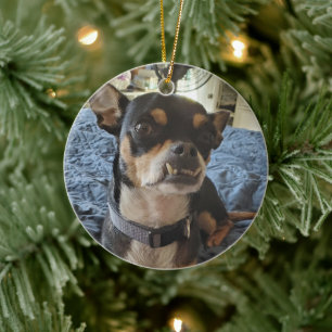 Personalisiertes Doggie-Foto Keramik Ornament