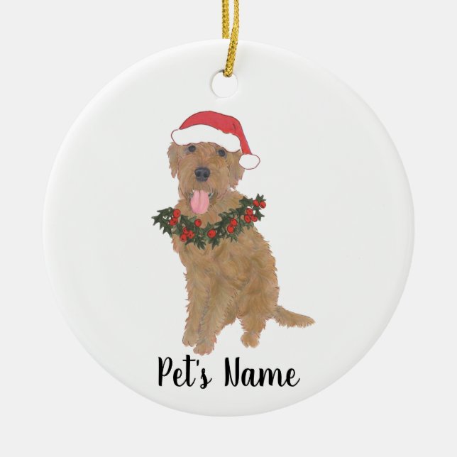Personalisiertes Doodle (Roter Golden Apricot) Keramik Ornament (Vorne)