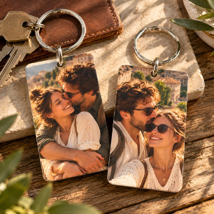 Personalisiertes doppelseitiges Paarfoto-Schlüssel Schlüsselanhänger