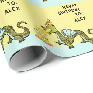 Personalisiertes Drachen-Geburtstagsgeschenk Geschenkpapier