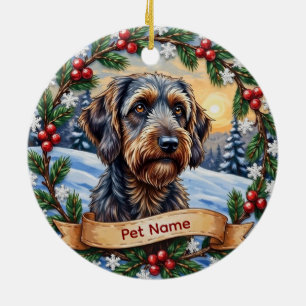 Personalisiertes drahthaariges Griffon-Weihnachten Keramik Ornament