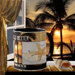 Personalisiertes Dream Beach Foto Tasse<br><div class="desc">Personalisierte Foto Tasse mit eigenen Fotos auf einem tropischen Sonnenuntergang mit eigenen Texten. Wunderschön für alle,  die den Strand oder als Geschenk für die Brautjungfrauen und die Familie an einer Hochzeit in Urlaubsort Lieben.</div>