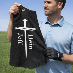 Personalisiertes Drei-Nägel-Weißes-Kreuz-Christlic Golfhandtuch