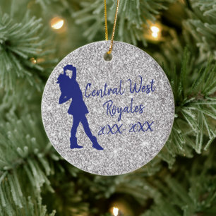 Personalisiertes Drill-Team Navy Blue und Silver Keramik Ornament
