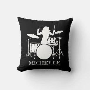 Personalisiertes Drummer Girl   Trommeln Schlagzeu Kissen