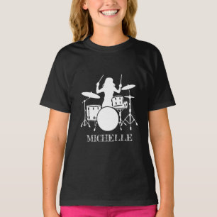 Personalisiertes Drummer Girl Trommeln Trommler T-Shirt