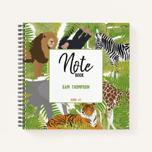 Personalisiertes Dschungeltiere-Safari-Kinder-Tage Notizbuch