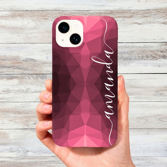 Personalisiertes dunkelrosa geometrisches Muster Case-Mate iPhone Hülle (Personalized Dark Pink Geometric Pattern Case-Mate iPhone Case)