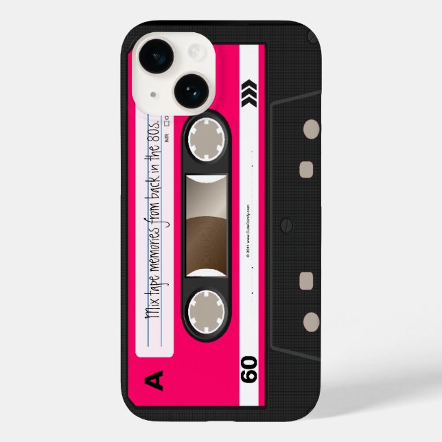 Personalisiertes, dunkelrosafarbenes Retro-Kassett Case-Mate iPhone Hülle (Rückseite)