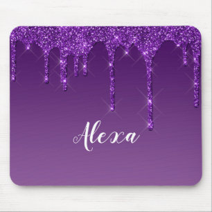 Personalisiertes dunkelviolettes tropfendes Glitte Mousepad