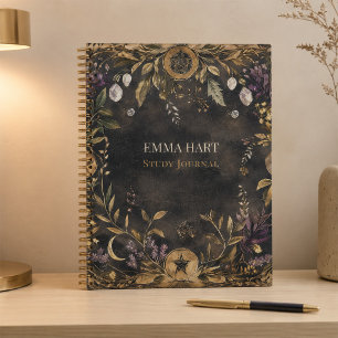Personalisiertes dunkles botanisches Hexen-Studien Notizbuch