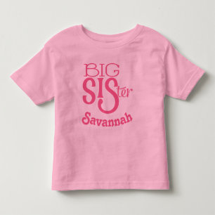 Personalisiertes Dunkles Himbeer-Rosa BIG Schweste Kleinkind T-shirt