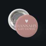 Personalisiertes Dusty Pink/Rose Kindermädchen Button<br><div class="desc">Weitere Optionen für den Wortlaut der Babydusche finden Sie in der vollständigen Sammlung: https://www.zazzle.com/collections/dusty_pink_rose-119320912565185572?rf=238296117664346256</div>