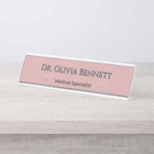Personalisiertes Dusty Rose Charcoal Namensgeschen Schreibtischnamensplakette