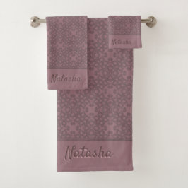Personalisiertes Dusty-Rose-Muster Badhandtuch Set