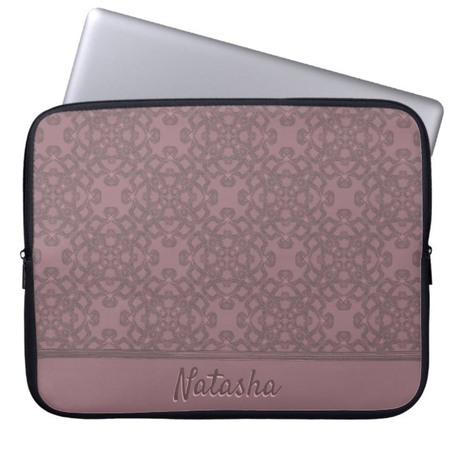 Personalisiertes Dusty-Rose-Muster Laptopschutzhülle (Vorderseite)