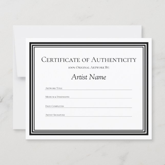 Personalisiertes Echtheitszeugnis (Vorderseite)