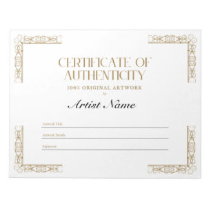 Personalisiertes Echtheitszeugnis Notizblock