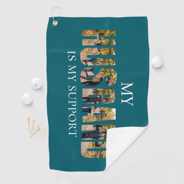 Personalisiertes Ehemann-Foto-Collage-Handtuch  Golfhandtuch (Insitu)