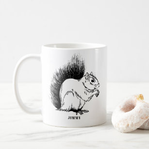 Personalisiertes Eichhörnchen Illustriert Wildtier Kaffeetasse