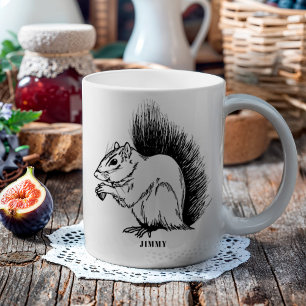 Personalisiertes Eichhörnchen Illustriert Wildtier Kaffeetasse