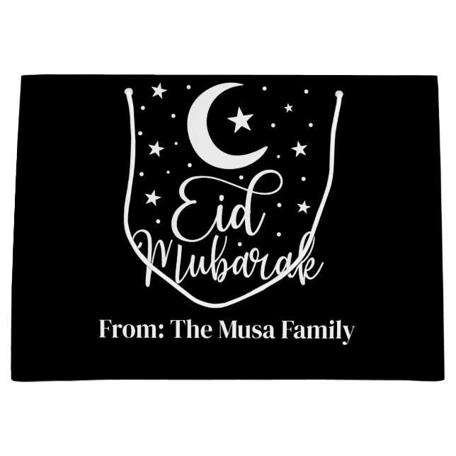 Personalisiertes Eid Mubarak Modernes Eid Large Gi Große Geschenktüte (Vorderseite)