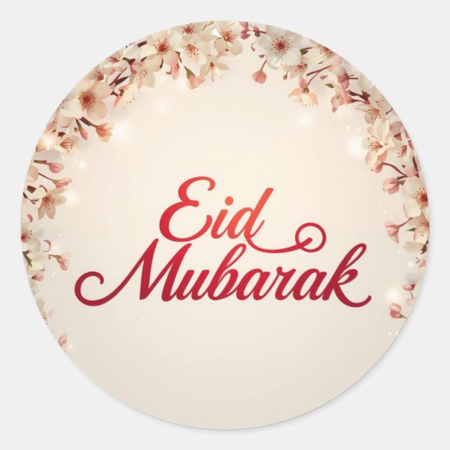 Personalisiertes Eid Mubarak Muslim Klassisch  Runder Aufkleber (Vorderseite)