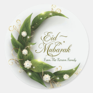 Personalisiertes Eid Mubarak Muslim modern Classic Runder Aufkleber