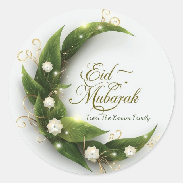Personalisiertes Eid Mubarak Muslim modern Classic Runder Aufkleber (Vorderseite)