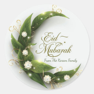 Personalisiertes Eid Mubarak Muslim modern Klassis Runder Aufkleber