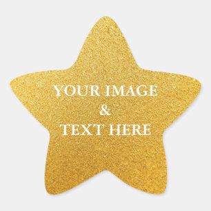 Personalisiertes eigenes Foto & Text Gold Sta Stern-Aufkleber