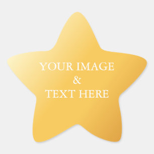 Personalisiertes eigenes Foto & Text Gold  Stern-Aufkleber