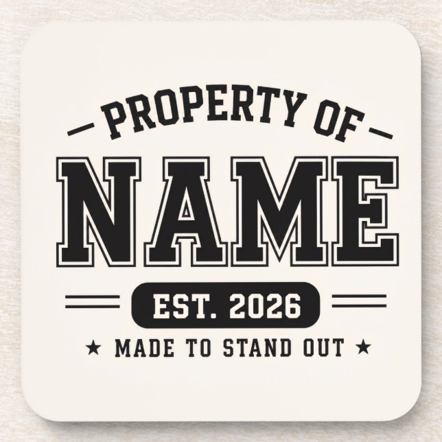 Personalisiertes Eigentum des Namens – Varsity-Sti Getränkeuntersetzer (Vorderseite)