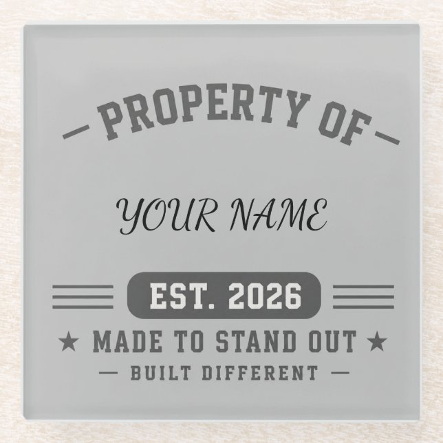 Personalisiertes Eigentum des Namens – Varsity-Sti Glasuntersetzer (Vorderseite)