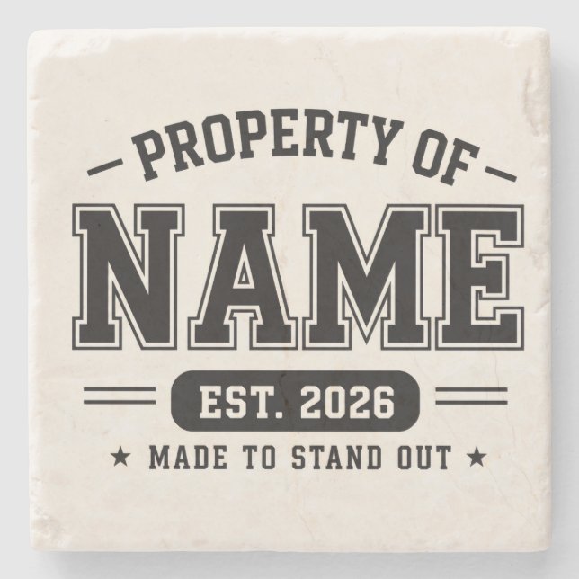 Personalisiertes Eigentum des Namens – Varsity-Sti Steinuntersetzer (Vorderseite)