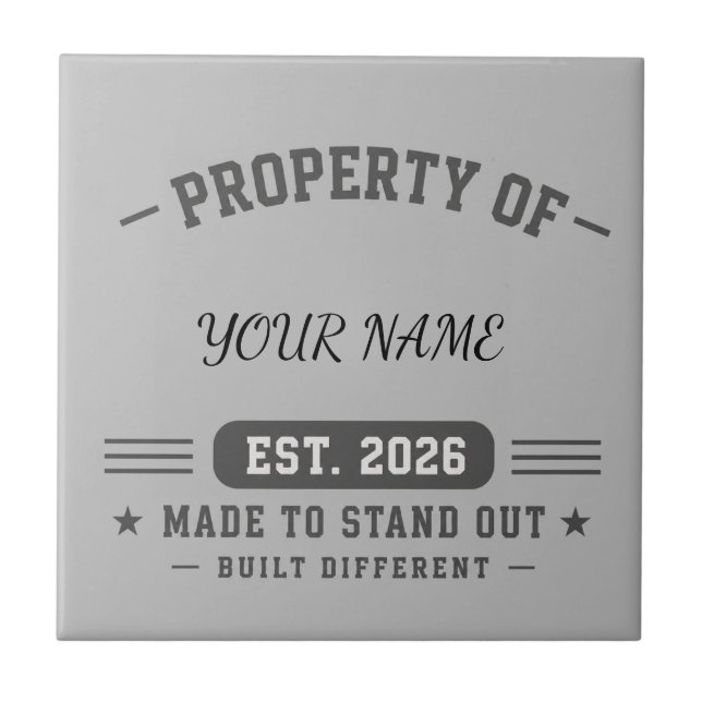 Personalisiertes Eigentum von Name – Varsity-Stil  Fliese (Vorderseite)