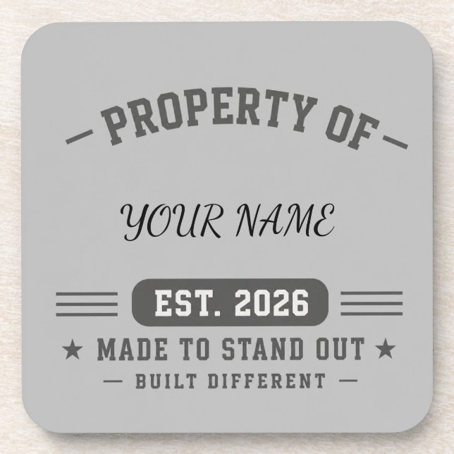 Personalisiertes Eigentum von Name – Varsity-Stil  Getränkeuntersetzer (Vorderseite)