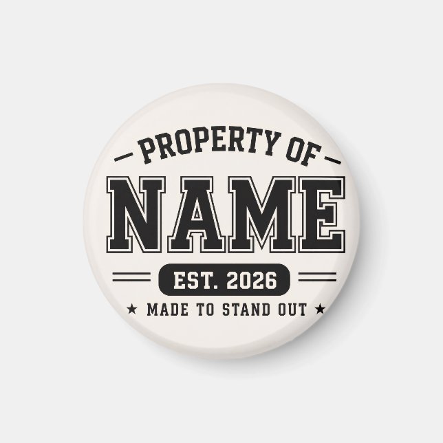Personalisiertes Eigentum von Name – Varsity-Stil  Magnet (Vorne)