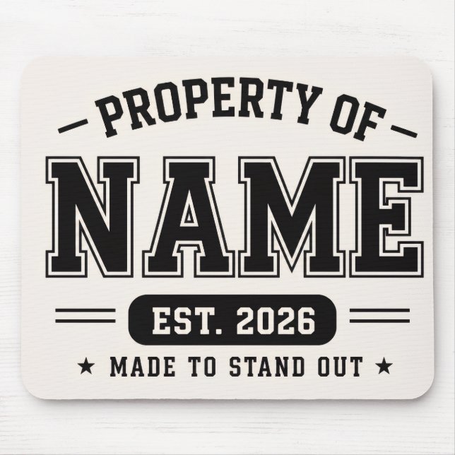 Personalisiertes Eigentum von Name – Varsity-Stil Mousepad (Vorne)