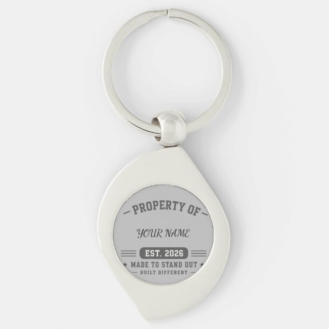 Personalisiertes Eigentum von Name – Varsity-Stil  Schlüsselanhänger (Vorderseite)